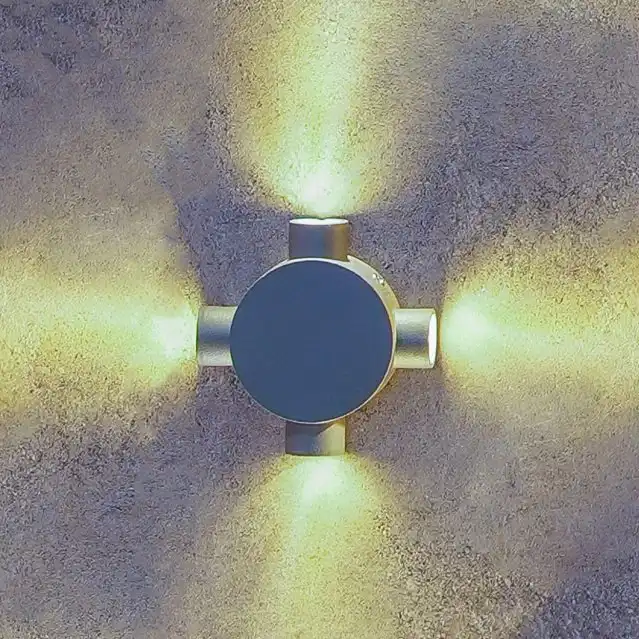چراغ دکوراتیو چهار طرفه گرد لوله کوتاه لنز محدب زمرد نور (رنگ پایه/4*1w) کد 4-122 LG